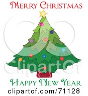 Poster, Art Print Of Merry Christmas Happy New Year Greeting With A Christmas Tree
