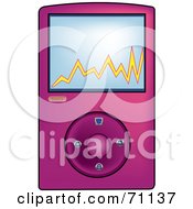 Royalty Free RF Clipart Illustration Of A Pink Digital Mp3 Music Player by Pams Clipart