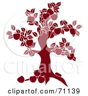 Poster, Art Print Of Red Apple Tree Silhouette