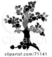 Royalty Free RF Clipart Illustration Of A Black Apple Tree Silhouette