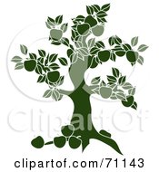Royalty Free RF Clipart Illustration Of A Green Apple Tree Silhouette