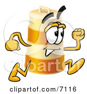 Clipart Picture Of A Barrel Mascot Cartoon Character Running