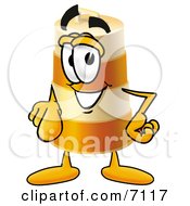 Barrel Mascot Cartoon Character Pointing At The Viewer