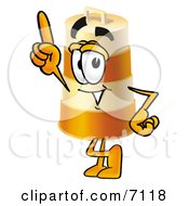 Barrel Mascot Cartoon Character Pointing Upwards