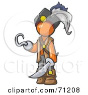 Orange Man Pirate With A Hook Hand And A Sword