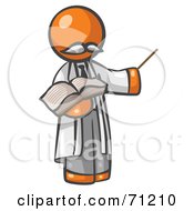 Poster, Art Print Of Orange Man Professor Holding A Pointer Stick And An Open Book
