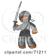 Orange Man Ninja Holding A Sword by Leo Blanchette