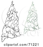 Poster, Art Print Of Evergreen Tree Flocked In Snow With A Black And White Copy - Version 5