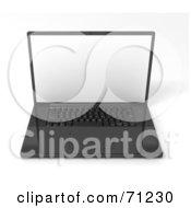 Poster, Art Print Of Sleek 3d Black Laptop With A Blank White Screen