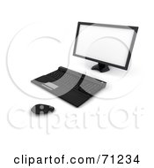 Royalty Free RF Clipart Illustration Of A Sleek And Modern 3d Black Computer With A Blank Screen