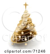 Poster, Art Print Of 3d Golden Spiral Christmas Tree