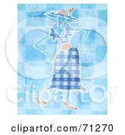 Poster, Art Print Of Woman In A Stylish Blue Dress Standing With Her Hands On Her Hips