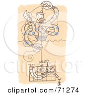 Poster, Art Print Of Crab Monster Pulling Up A Man In A Crab Cage