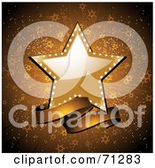 Poster, Art Print Of Shiny Star And Banner Over A Gold Starry Burst Background
