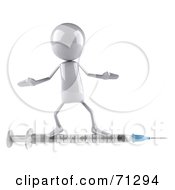 Royalty Free RF Clipart Illustration Of A 3d White Bob Character With A Syringe Version 1