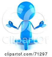 Royalty Free RF Clipart Illustration Of A 3d Blue Bob Character Meditating Pose 1 by Julos