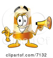 Clipart Picture Of A Barrel Mascot Cartoon Character Holding A Megaphone