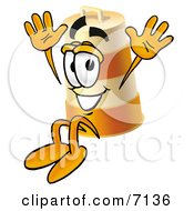 Clipart Picture Of A Barrel Mascot Cartoon Character Jumping