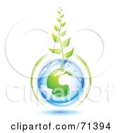 Poster, Art Print Of Green Vine Growing From A Blue And Green Protected European Globe