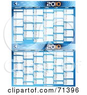 Poster, Art Print Of Blue Technology 2010 Yearly Calendar With All 12 Months