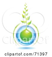 Royalty Free RF Clipart Illustration Of A Green Organic Vine Growing Form A Blue Protected Globe by Oligo #COLLC71397-0124