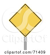 Royalty Free RF Clipart Illustration Of A Yellow Diamond Shaped Warning Sign Blank