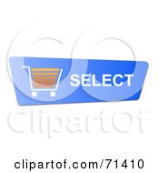 Poster, Art Print Of Blue Select Shopping Cart Button On White