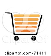 Black And Orange Shopping Cart On White