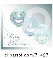 Royalty Free RF Clipart Illustration Of A Merry Christmas Greeting With Reflective Ornaments On Gray