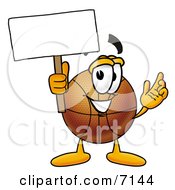 Poster, Art Print Of Basketball Mascot Cartoon Character Holding A Blank Sign