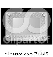 Royalty Free RF Clipart Illustration Of A Metal Diamond Plate Sign With Blank Space On Black