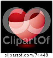 Poster, Art Print Of Shiny Pink And Red Heart With A Reflection Over Black