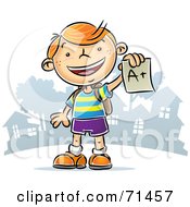 Royalty Free RF Clipart Illustration Of A Happy Red Haired School Boy Holding An A Plus Graded Paper by Qiun #COLLC71457-0141