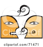 Poster, Art Print Of Couple Face To Face With Swirly Tongues