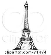 Poster, Art Print Of Black And White Carving Design Of The Eiffel Tower