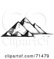 Royalty Free RF Clipart Illustration Of A Black And White Carved Design Of The Egyptian Pyramids