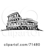 Poster, Art Print Of Black And White Carving Design Of The Flavian Amphitheatre