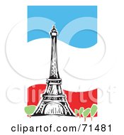 The Eiffel Tower Over A Wavy Flag Background
