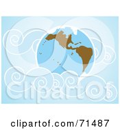 Royalty Free RF Clipart Illustration Of A Glowing Earth With Swirly Blue Clouds by xunantunich