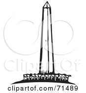 Poster, Art Print Of Black And White Carving Design Of The Washington Monument