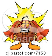 Clipart Picture Of A Basketball Mascot Cartoon Character Dressed As A Super Hero