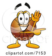 Poster, Art Print Of Basketball Mascot Cartoon Character Waving And Pointing