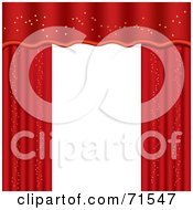 Royalty Free RF Clipart Illustration Of Elegant Red Curtains Draping A White Background
