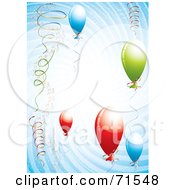 Poster, Art Print Of Colorful Balloons And Ribbons In A Blue Spiral