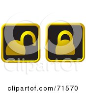 Royalty Free RF Clipart Illustration Of A Digital Collage Of Two Black And Golden Padlock Website Icons