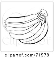 Poster, Art Print Of Black And White Outline Of A Banana Bunch
