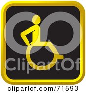 Royalty Free RF Clipart Illustration Of A Black And Golden Wheel Chair Website Icon