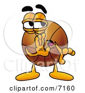 Basketball Mascot Cartoon Character Whispering And Gossiping
