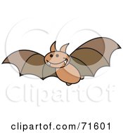 Poster, Art Print Of Brown Flying Bat With Fangs