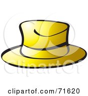 Royalty Free RF Clipart Illustration Of A Golden Hat With Black Outlines